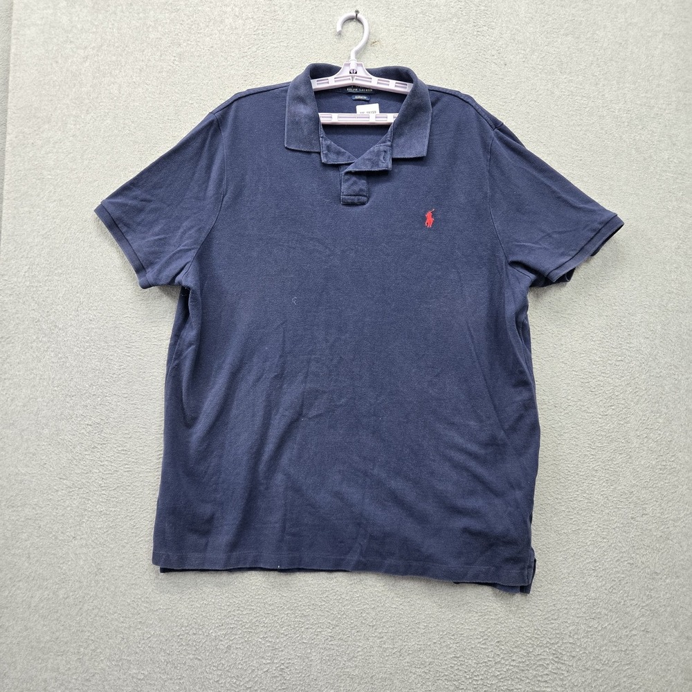 Polo Ralph Lauren Men Polo 2XL Navy Blue Embroidered Logo Classic Short Sleeve